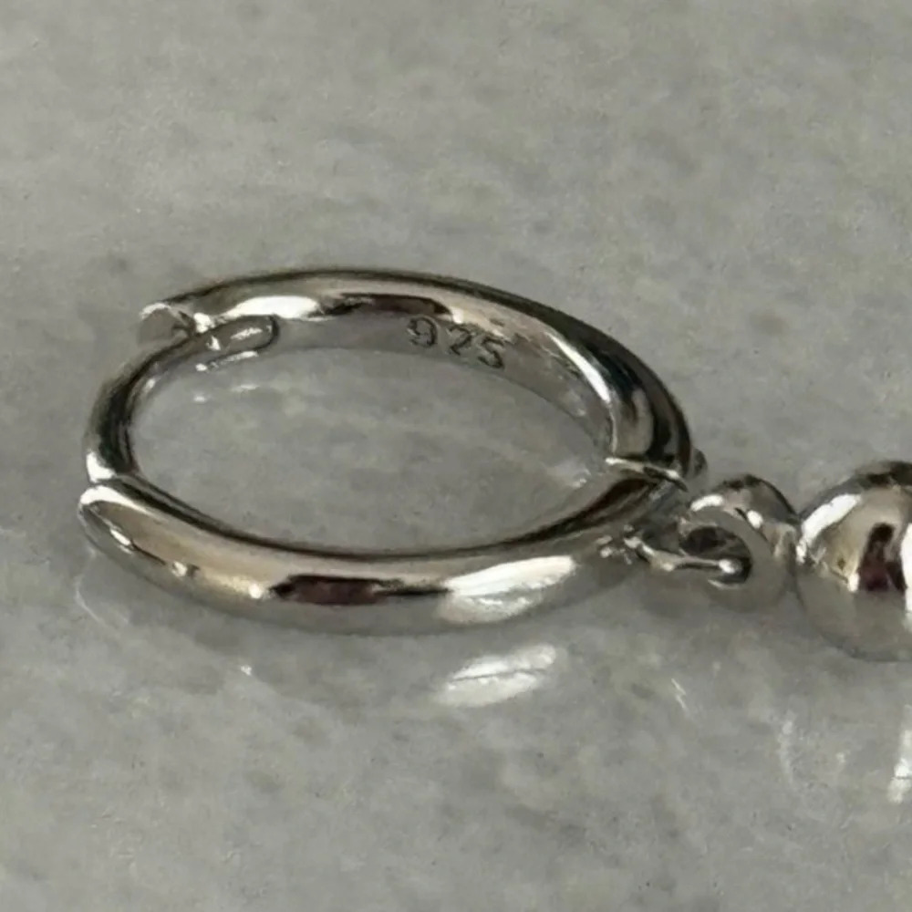 COPY - Sterling Silver Huggie Hoop Ball Dangle Earrings 

Brand New - Picture 3 of 4